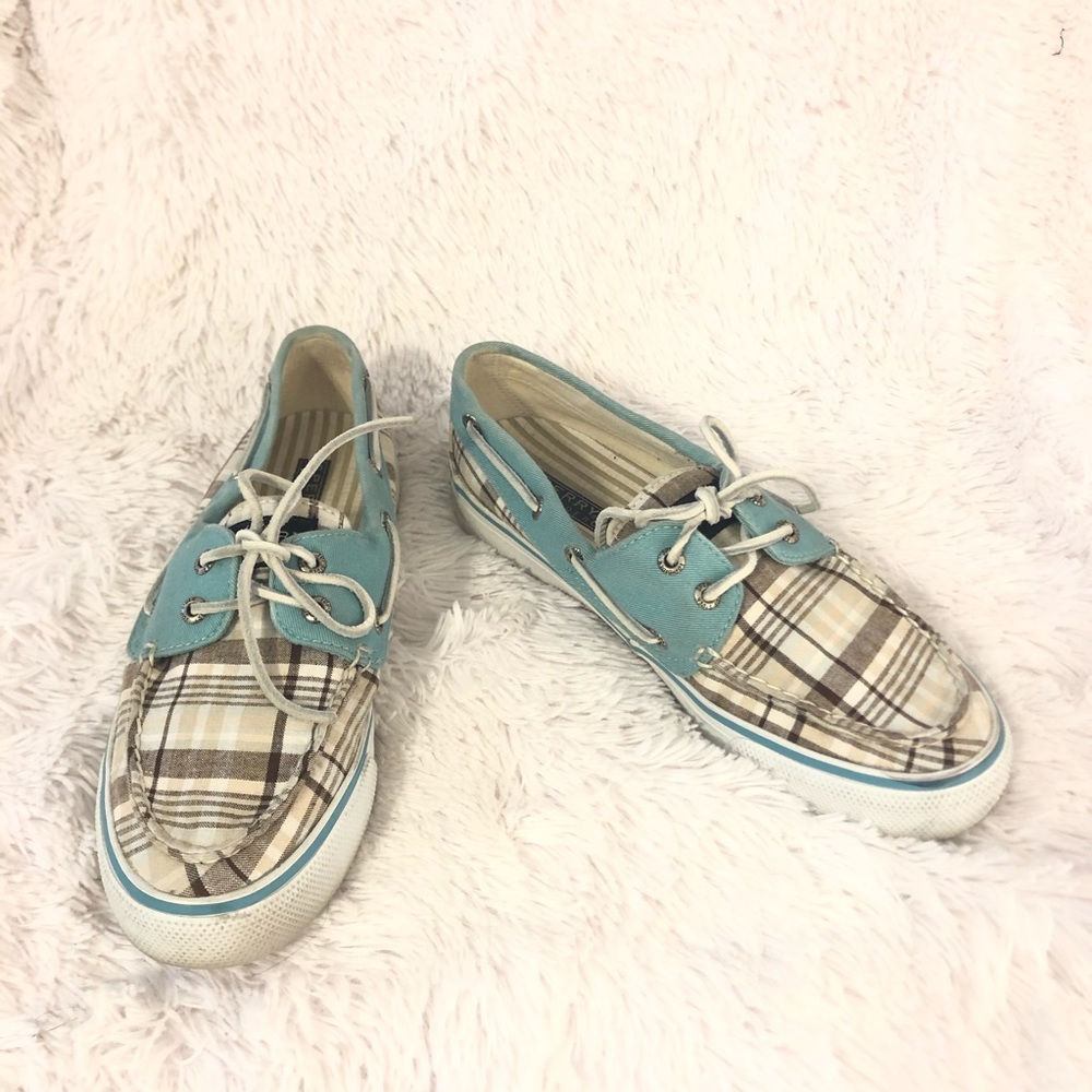 Sperry Top-Sider Plaid Turquoise Deck Shoes